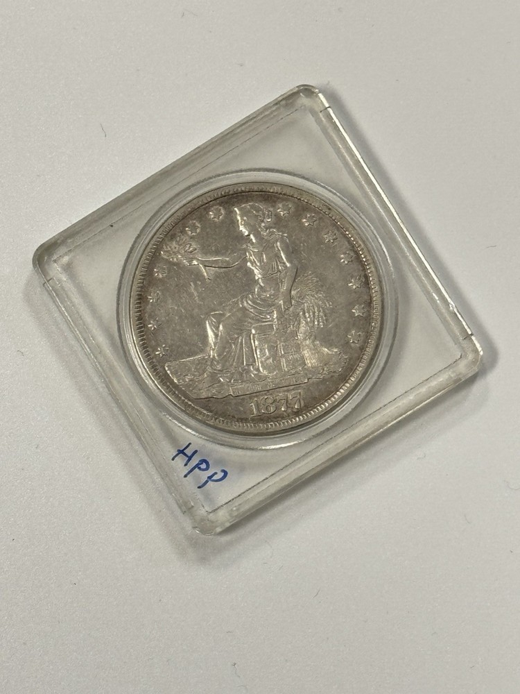1877 $1 Trade Silver Dollar XF-AU.
