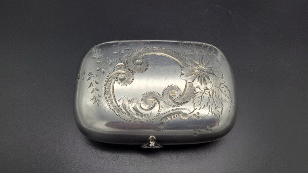 Antique Sterling Silver Engraved Floral Soap Case