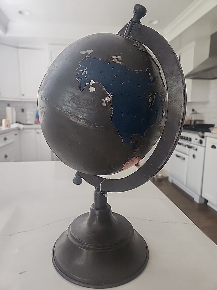 Reclaimed Metal Globe Home Decor, Small