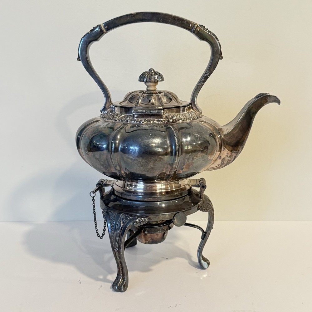 Vintage Sheffield England Silverplate Tilting Teapot Spirits Coffee Ornate