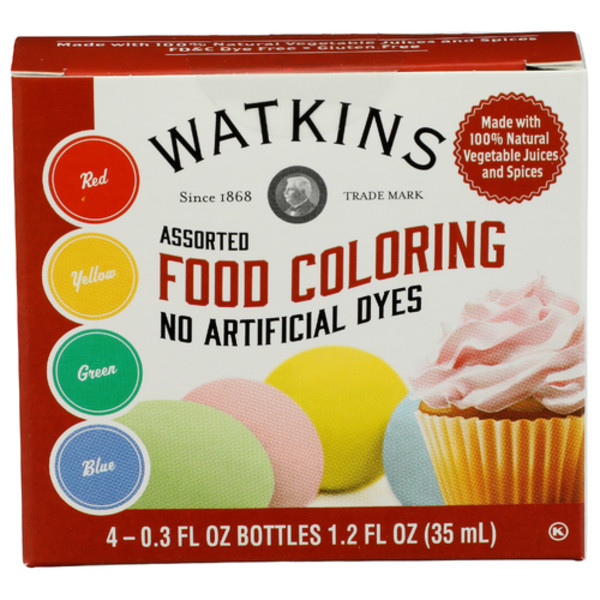 Watkins Assorted Food Coloring 4 Bottles - 3 Packs