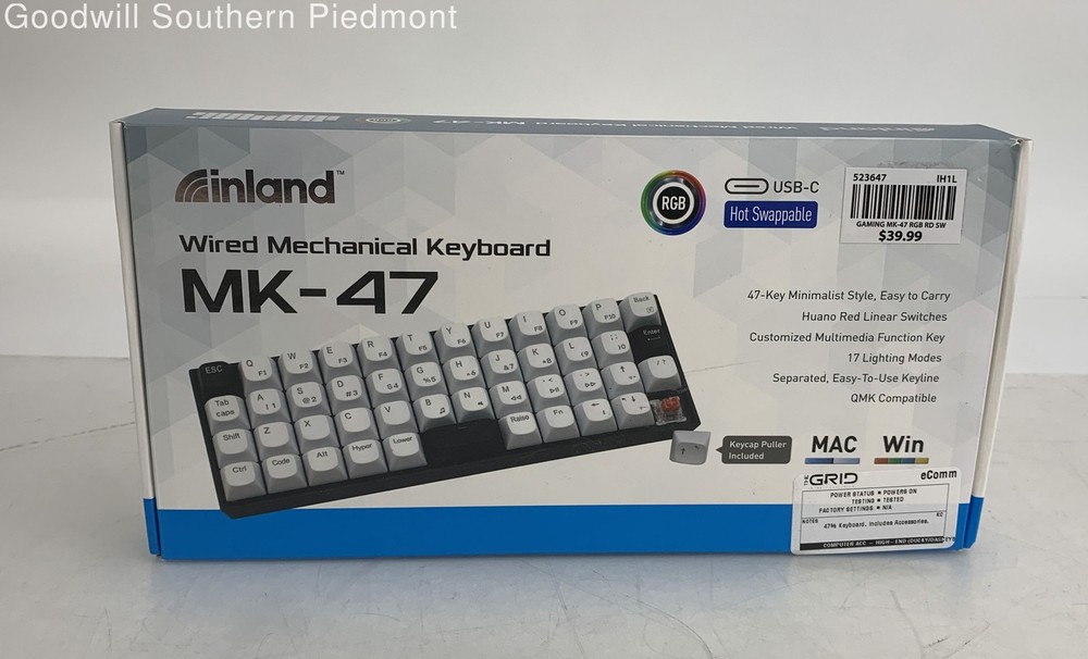 Inland MK47 USB-C Wired 47% Mechanical Keyboard - Tested