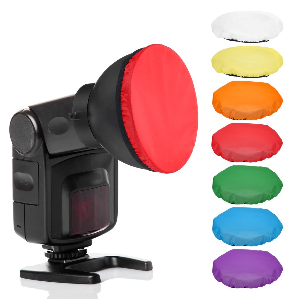 7pcs 7.1" x 7.1" Soft Mini Flash Bounce Diffuser Cap, for Flashlight, 7 Color