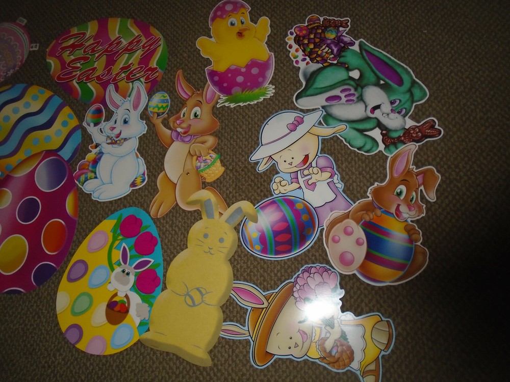 19 Vintage (mostly Beistle) Easter Die Cuts-eggs, rabbits