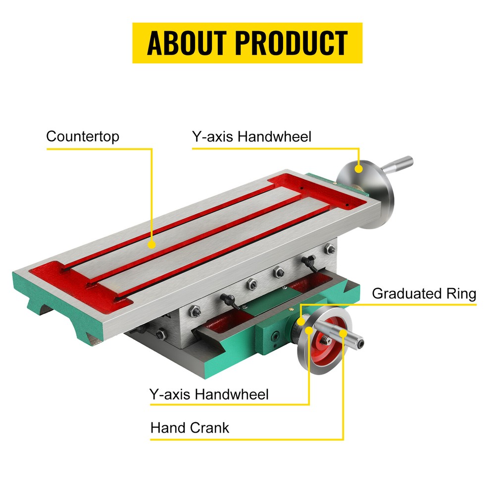 Compound Milling Machine Work Table 4Ways Move Cross Slide Bench Drill Fixture