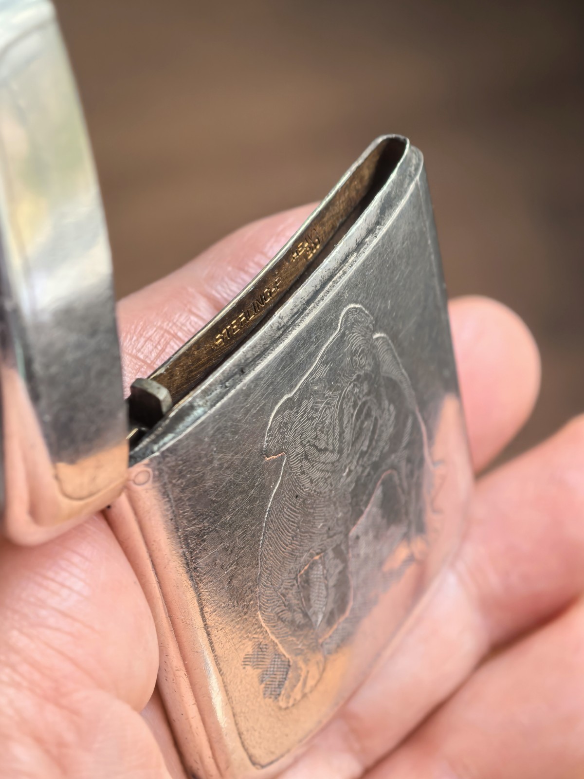 Antique Heavy Sterling Silver Bulldog Match Safe/Vesta Case Exquisite Detail