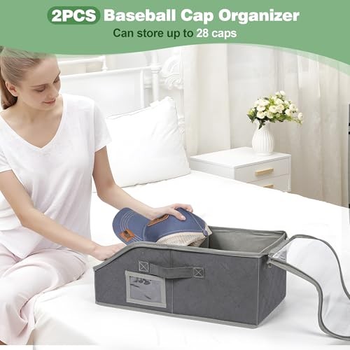 hat organizer for baseball caps-2PCS hat storage with transparent window