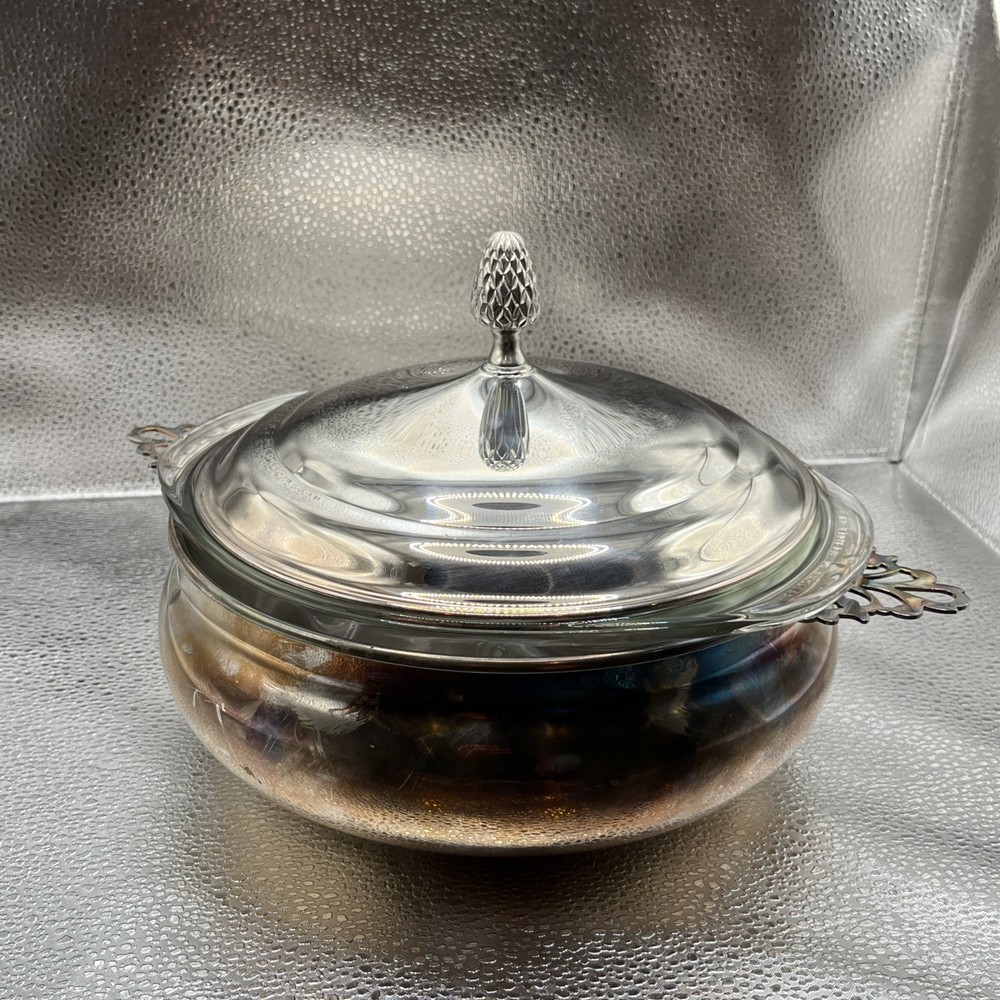 Vintage Reed & Barton Silver-Plated Covered Casserole with Pyrex Insert