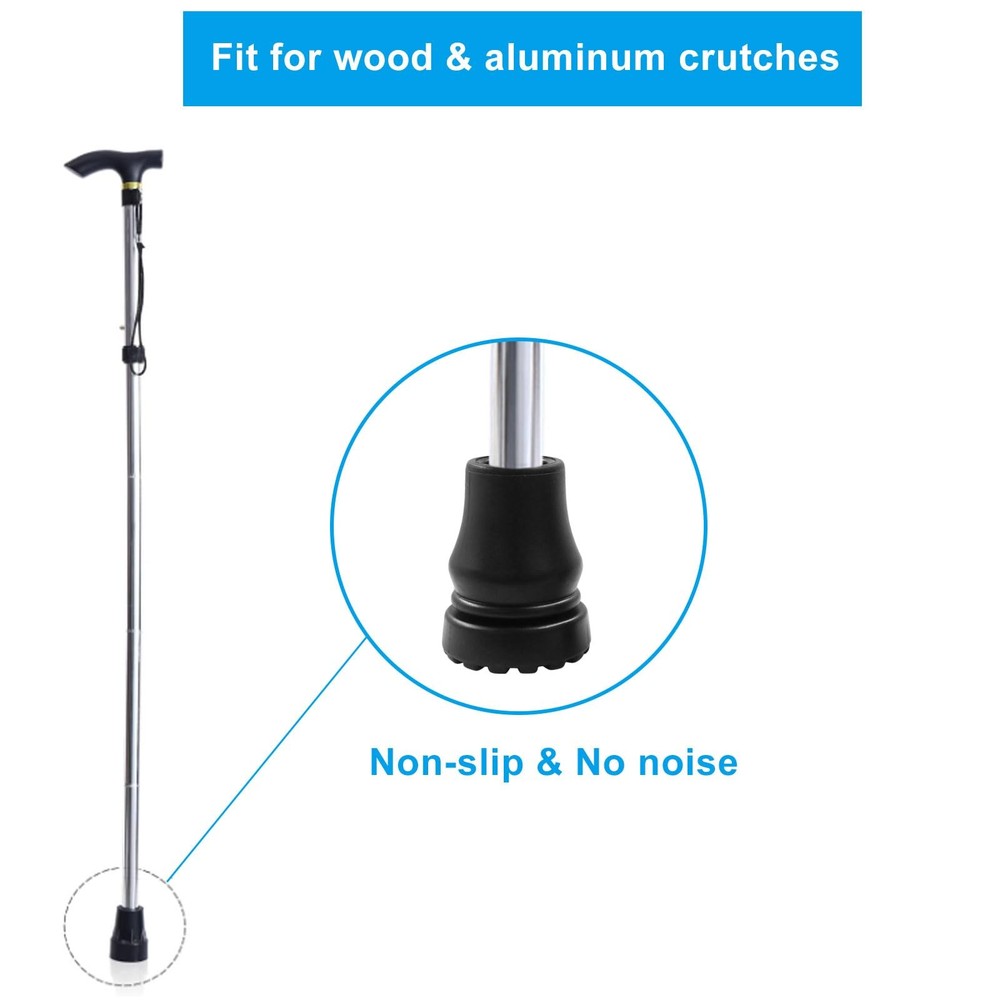 Rubber Cane Tips Heavy Duty Walking Stick Replacement 2 Pack