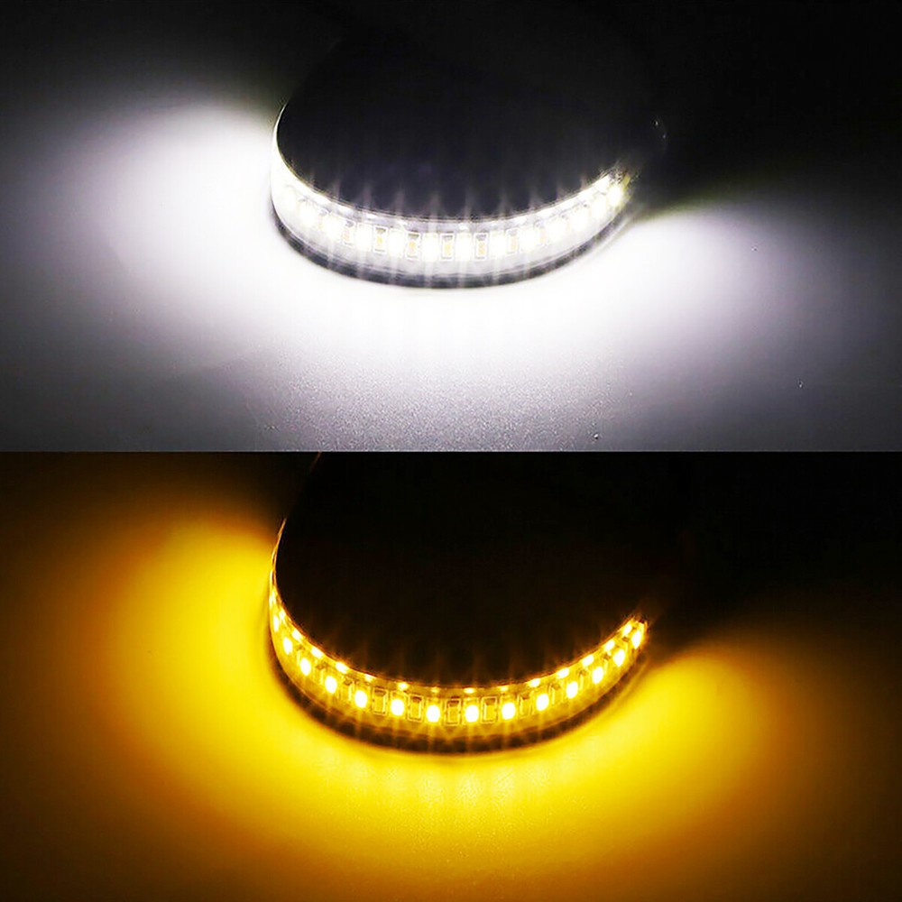 2PCS White/Amber Switchback LED Fork Turn Signal DRL Light Strips For Motorcycle