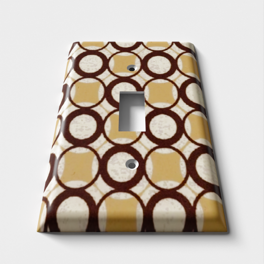 SnazzySwitch Retro Brown Circles Decorative Light Switch Plate Cover