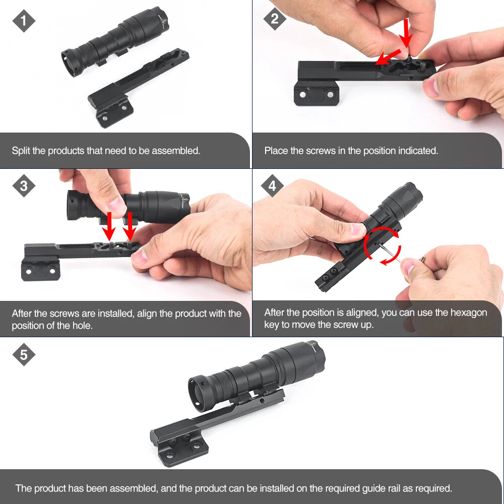 Tactical M600 M300 Flashlight Offset Base Mount Keymod Picatinny Mount Light