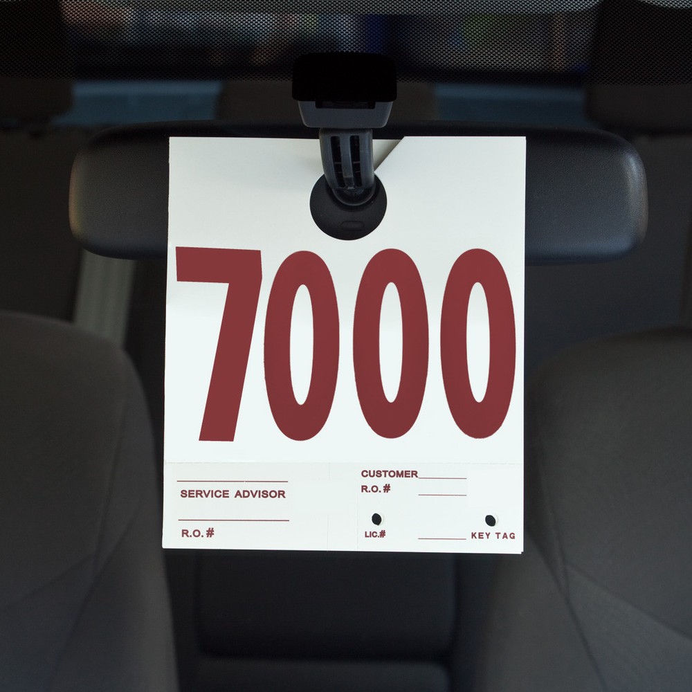 AUTO SERVICE NUMBERED HANG TAGS FOR AUTO SERVICE VEHICLE IDENTIFICATION