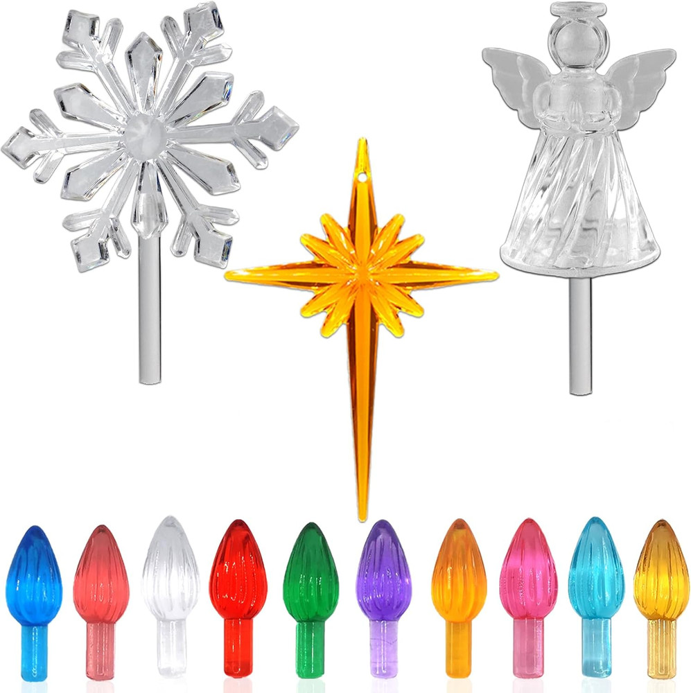 110Pcs in 10 Colors Ceramic Christmas Tree Replacement Bulbs - Plastic Lights Pe