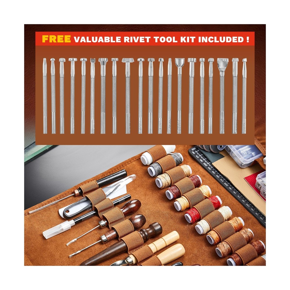 SAKERNEO Professional Leather Working Tools Kit with 52 Stamping Molds, Multi...