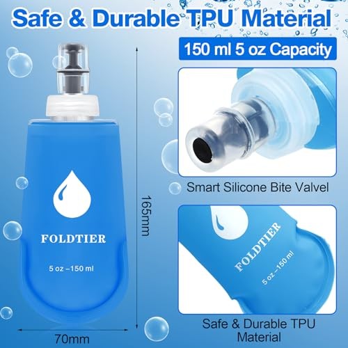 6 Pcs Soft Flask Set 5 oz (150 ml) Folding Water Bottle Collapsible Drinking