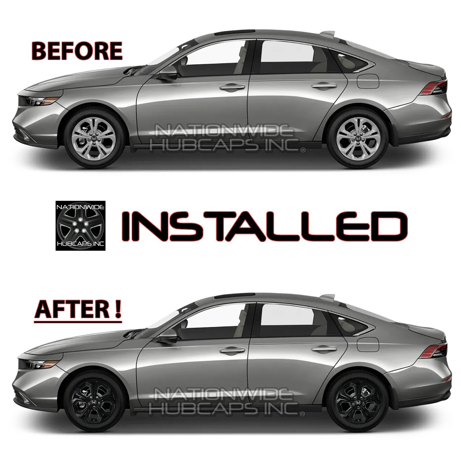 4 fit Honda Accord EX LX 2023-2024 Black 17" Wheel Skins Rim Covers Hub Caps