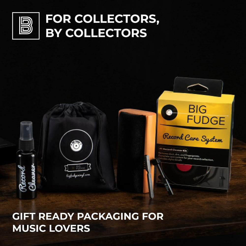Big Fudge Vinyl Record Cleaning Kit - 4-In-1 Record Cleaner Solution - Includes