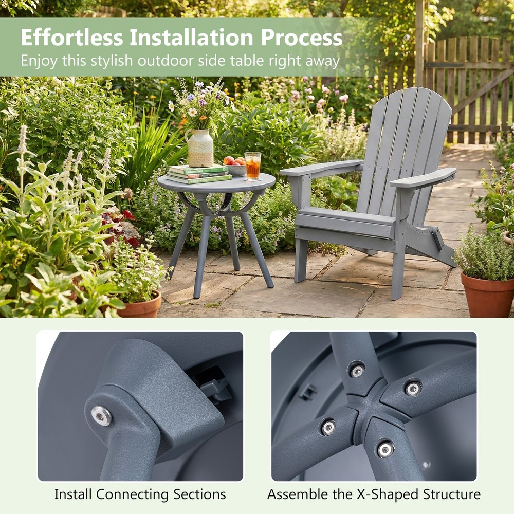 2PCS Outdoor Side Table 20” Round Storage Side Table Weather-Resistant End Table