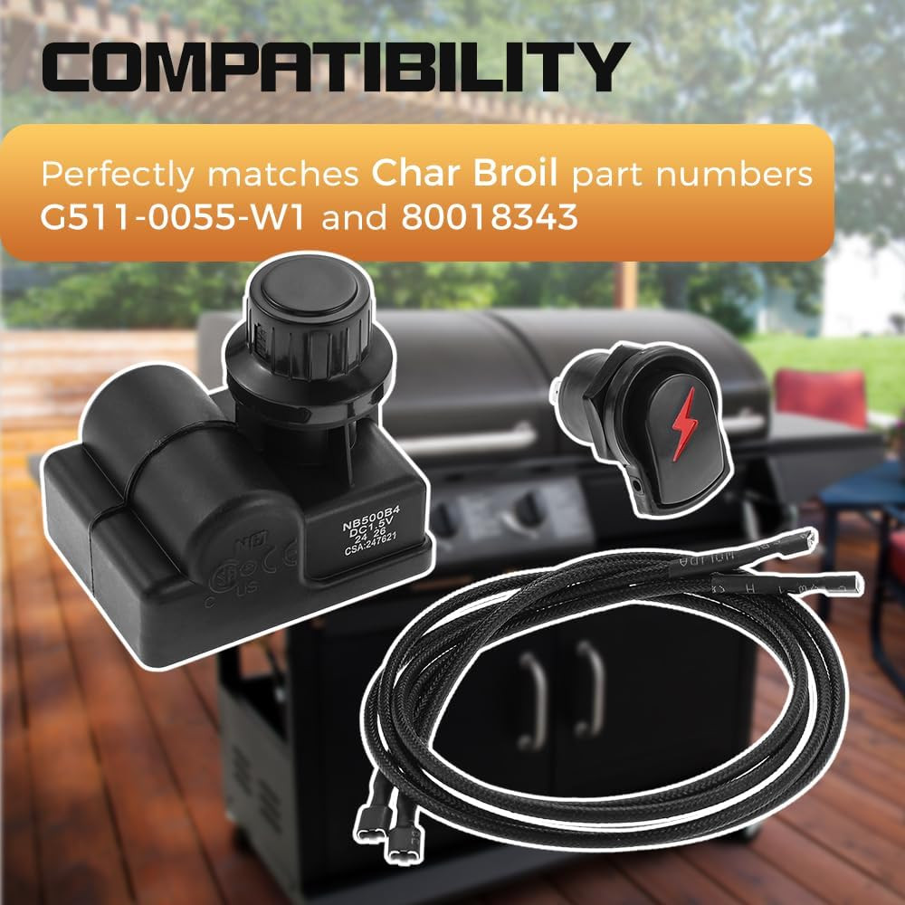 4-Outlet Remote Switch Electronic Igniter Kit Compatible with Char-Broil G511-00