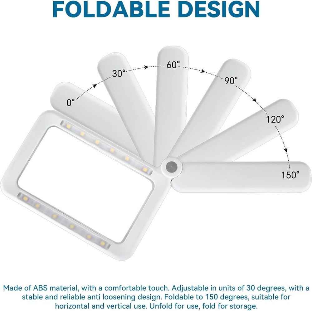 Rechargeable Magnifying Glass with Light, 5X Large Rectangular Page Magnifier