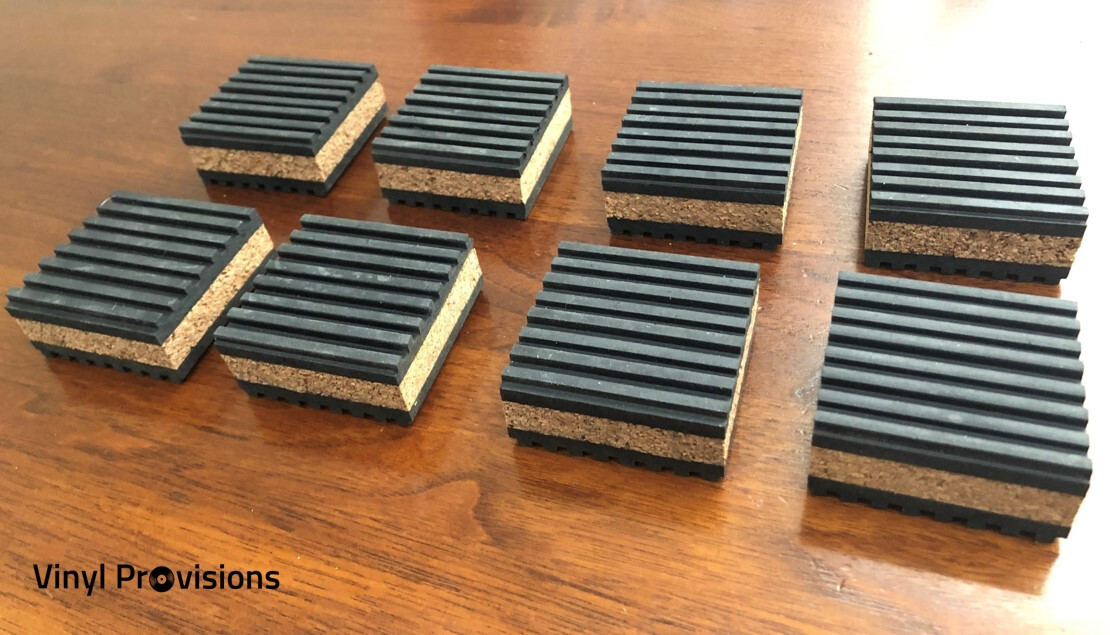 8-Pack Anti Vibration Pads 2" x 2" x 7/8" Cork Audio & Turntable Isolation Feet