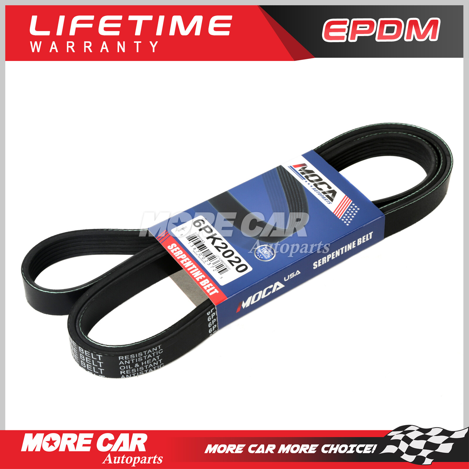 EPDM Serpentine Belt 6PK2020 for Chrysler Dodge Cadillac Ford Jeep Ram Saturn