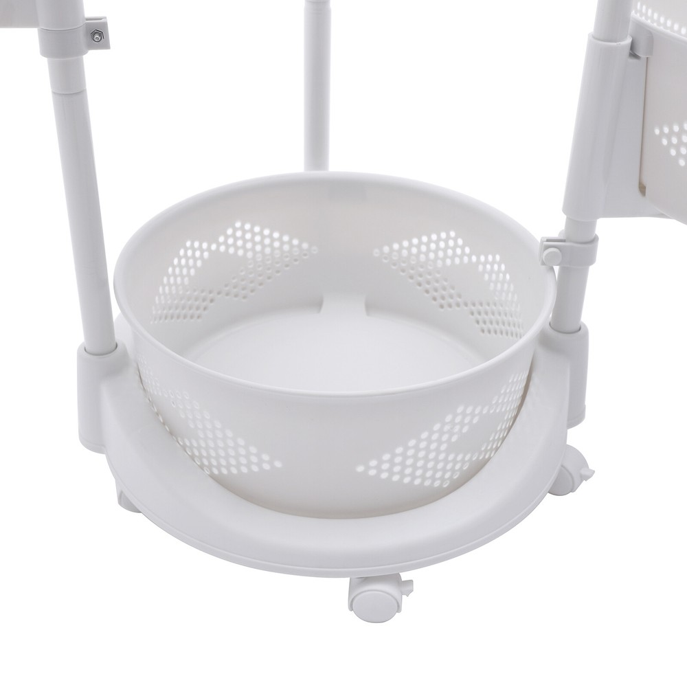 Kitchen Storage Cart Rotating Basket Rack Vegetable Fruit Holder 3 Layer Shelves