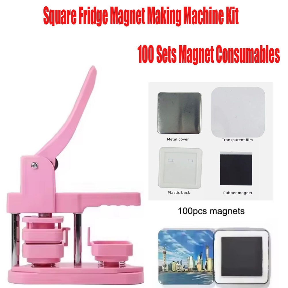 50mm 2inch Square Fridge Magnet Making Machine Kit + 100 Sets Magnet