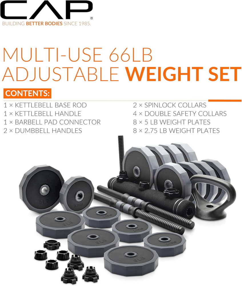 Multi-Use Adjustable Weight Set - Versatile Dumbbell, Barbell & Kettlebell for F