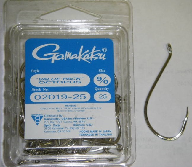 GAMAKATSU OCTOPUS SALTWATER FISHING HOOKS "VALUE PACK" NICKEL 02019-25 SIZE 9/0