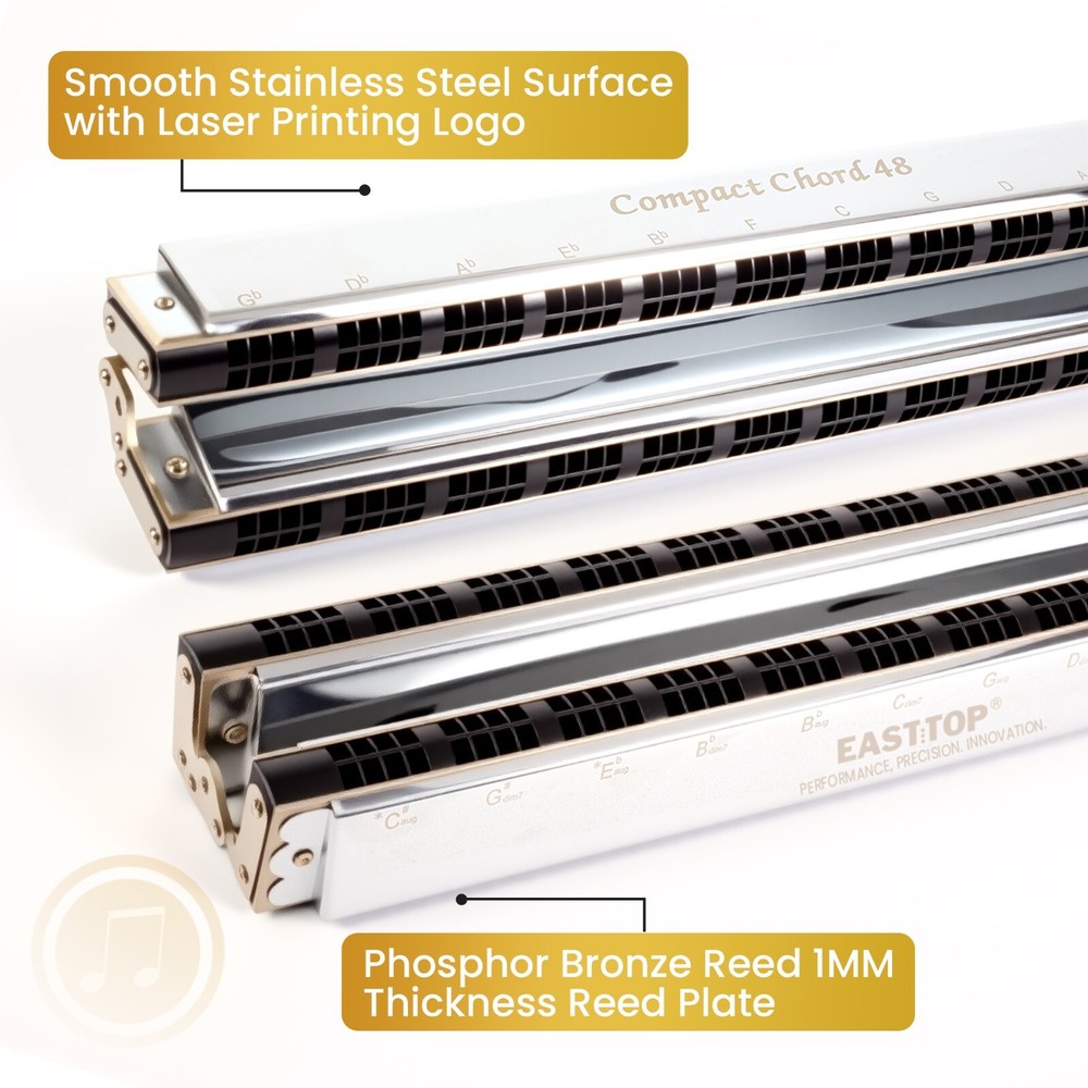 EASTOP 48Compact Upgrade Chord Harmonica New Professional Ensemble Harmonica US