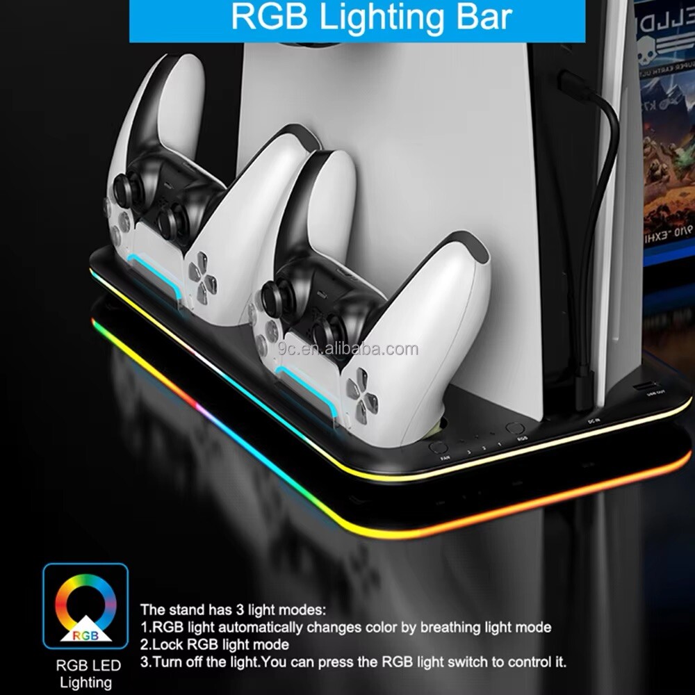 PS5 Cooling Stand With Dual Controller Charging/RGB/Aux Power