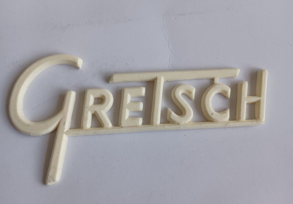 Gretsch AGED White Amp Logo 4.5 Inches Tall Plastic Replacement
