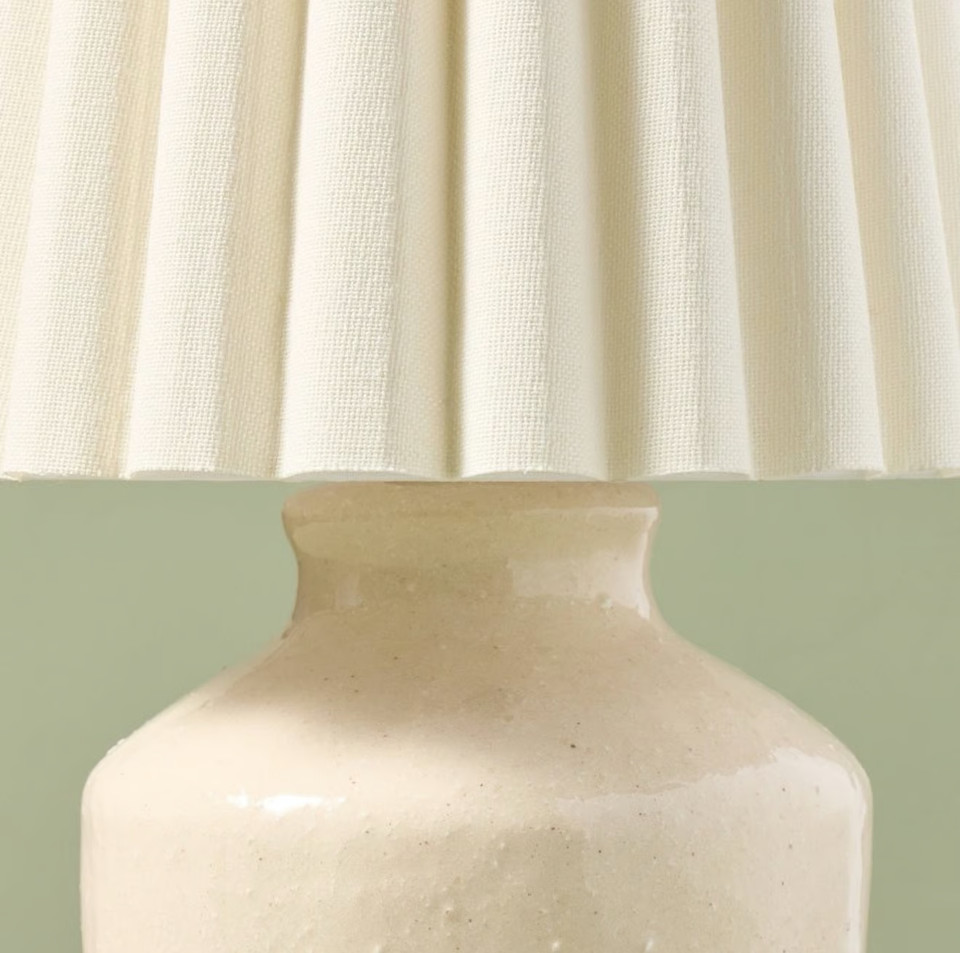 Vintage Table Kitchen 2 Pcs 13.5” Rustic Ceramic Mini Lamp & Pleated Shade