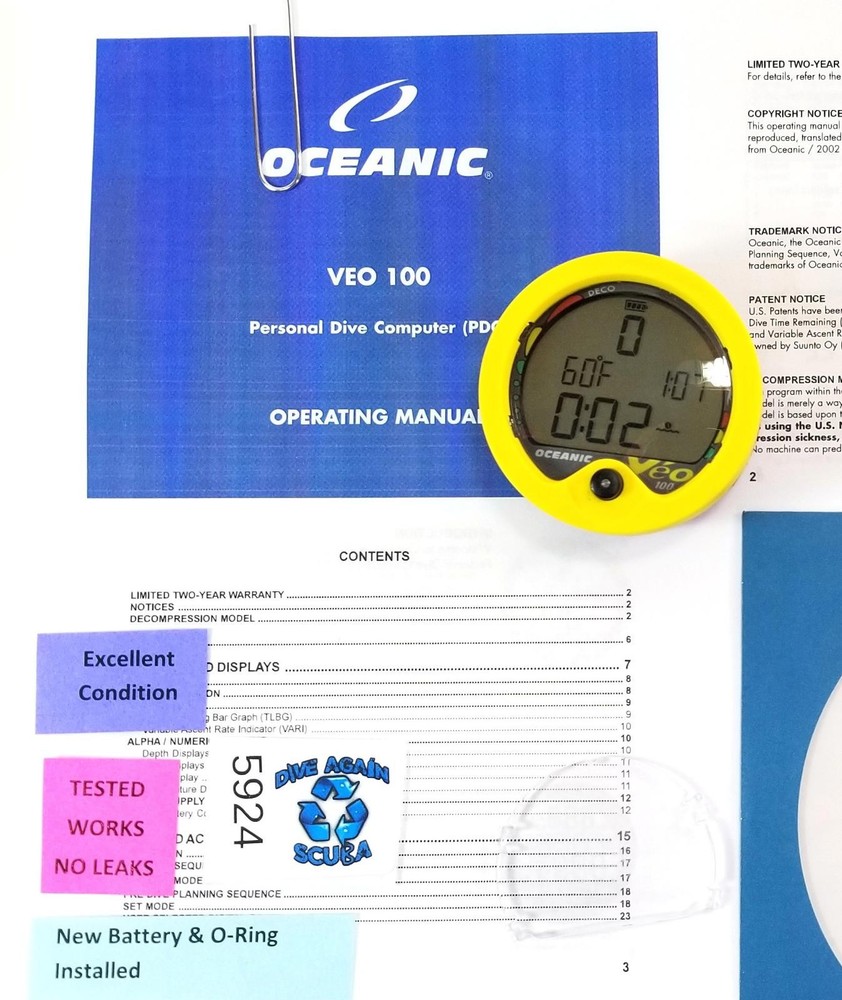 Oceanic Veo 100 Scuba Dive Computer Puck Module Diving Veo100 Diving       #5924