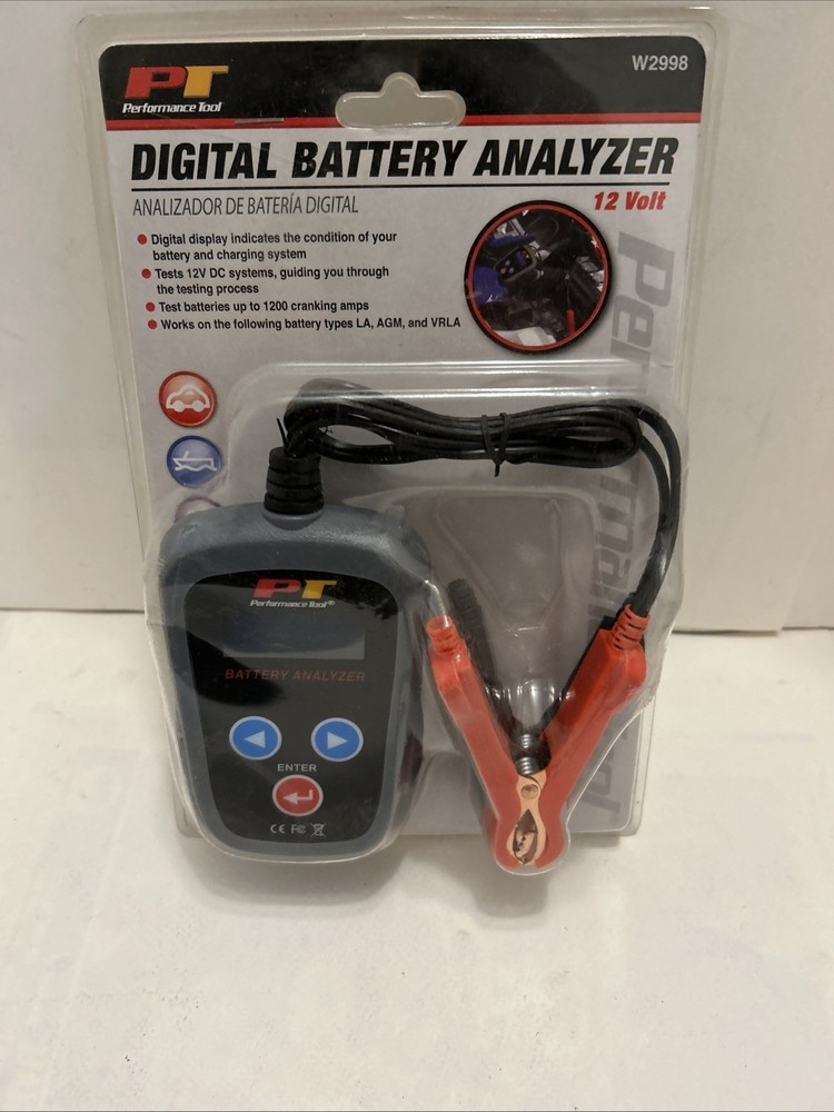 Performance Tool W2998 Digital 12v Battery Analyzer Tests DC Systems