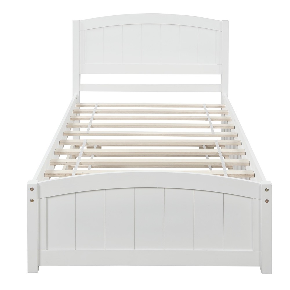 Twin size Platform Bed with Trundle White