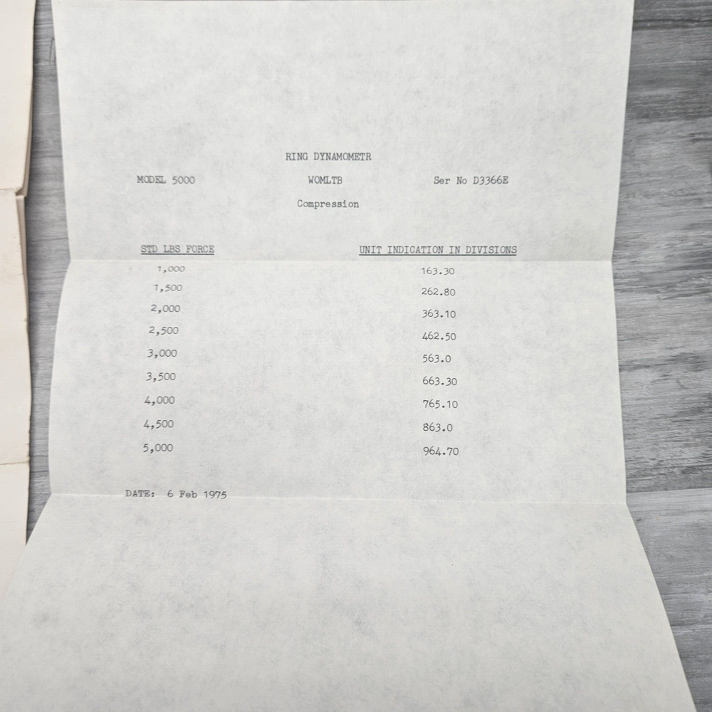 MOREHOUSE 5000 LB CAPACITY RING DYNAMOMETER CALIBRATOR