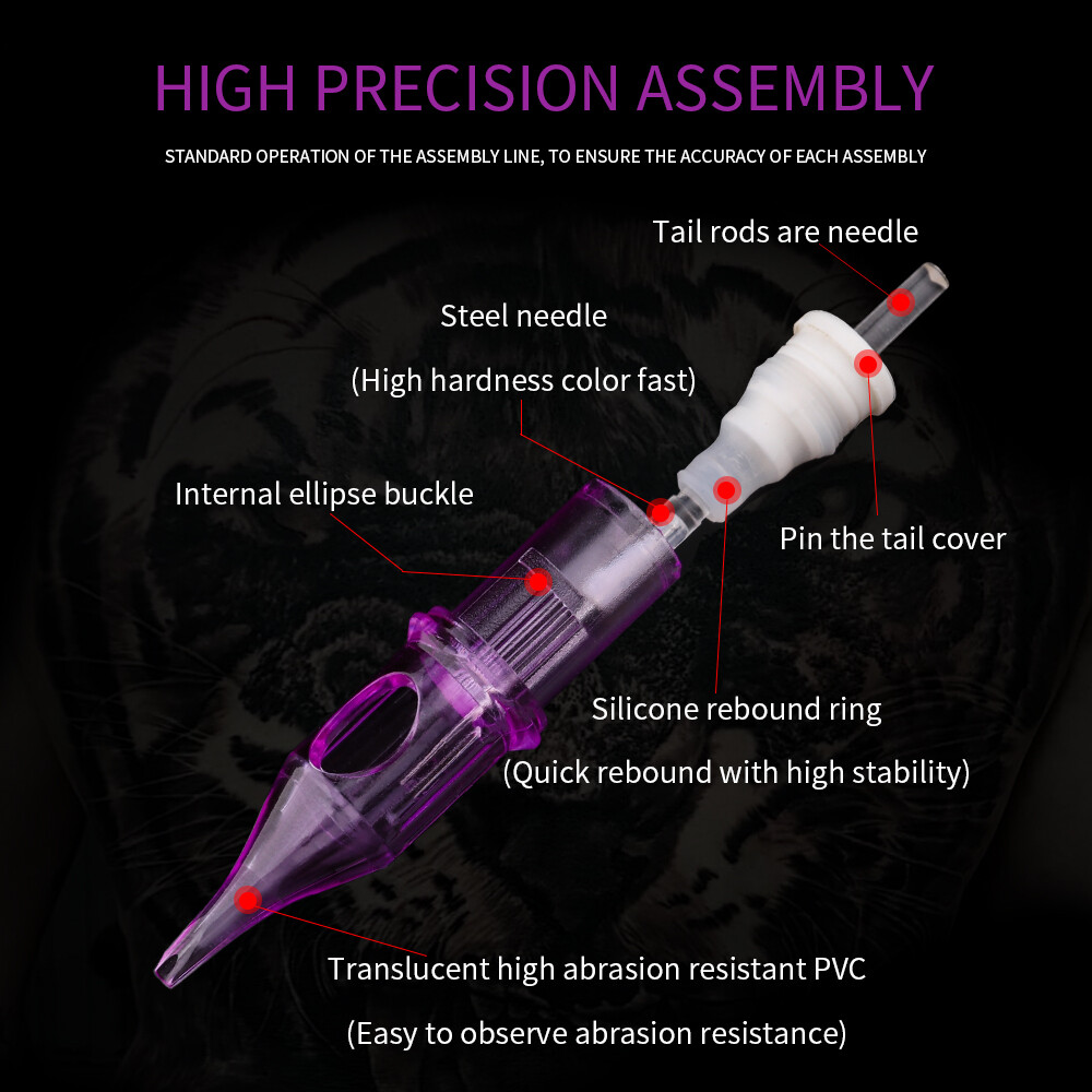 10-100Pcs Professional Purple Tattoo Cartridge Needle Shader Sterile RL RS RM M1
