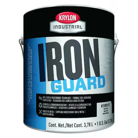 Krylon K11001201 Interior/Exterior Paint, Eggshell, Water Base, Black, 1 Gal
