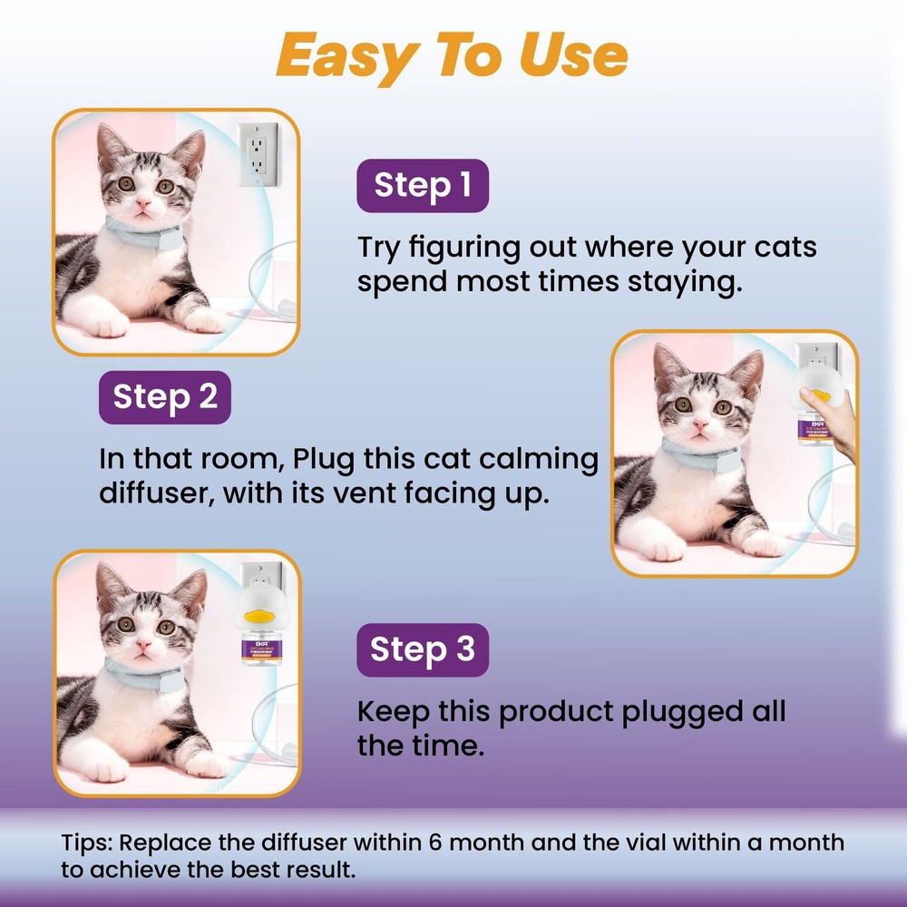 Cat Calming Diffuser 4 Pack 48ml Refills Cat Pheromone Diffuser With Cat Diff...