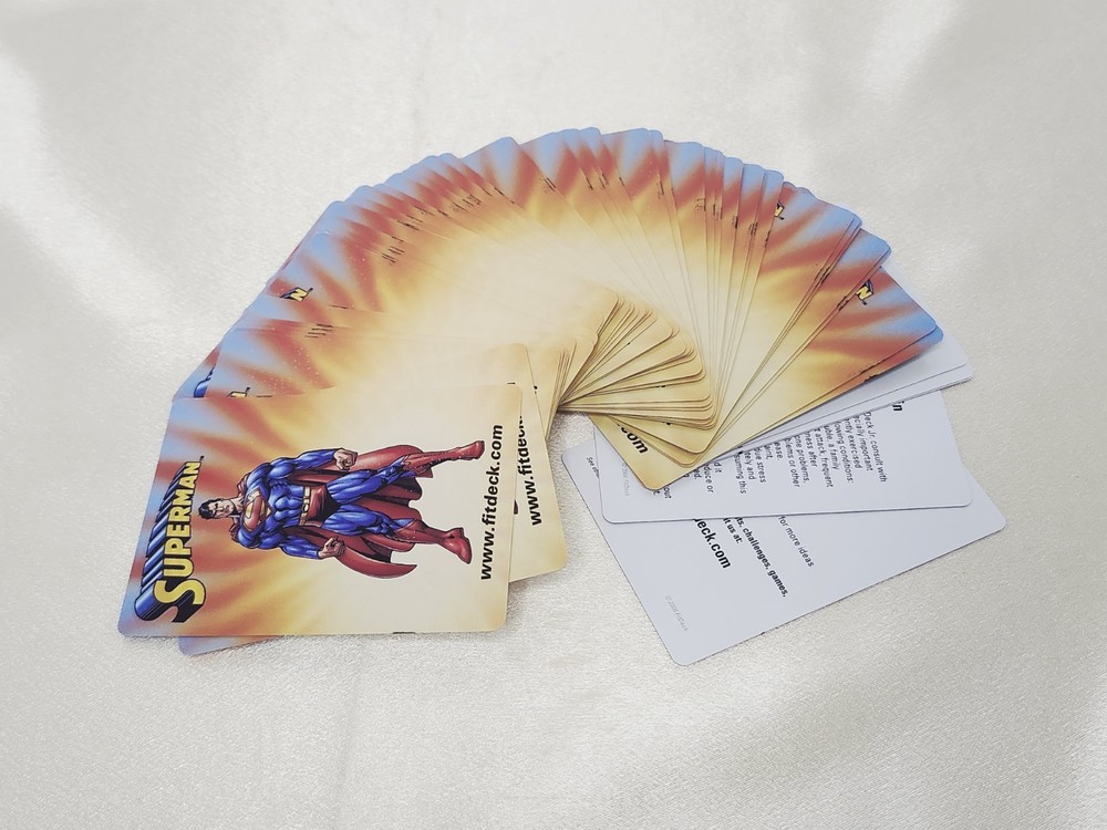 FITDECK Superman Exercise Deck Playing Cards & Shell Case FOR KIDS Ages 4 and UP