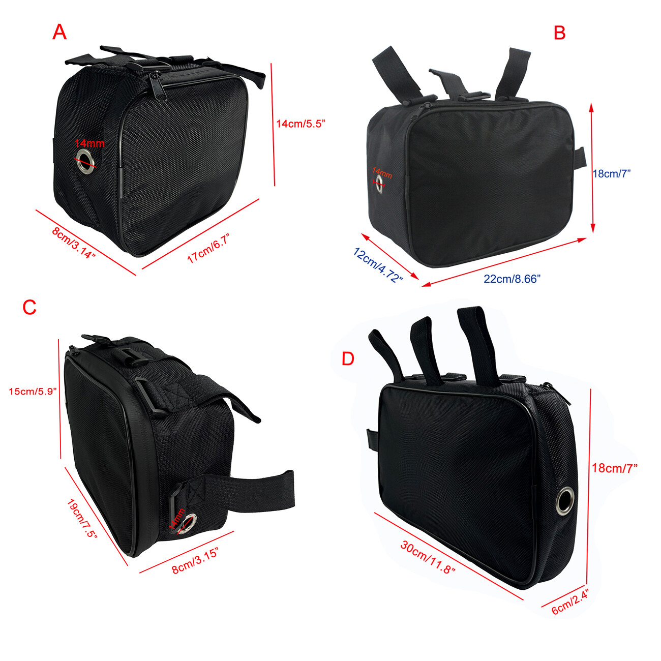 23 size Bicycle Bike Tube Frame Pack Bag Case Battery front Storage MTB Ebike