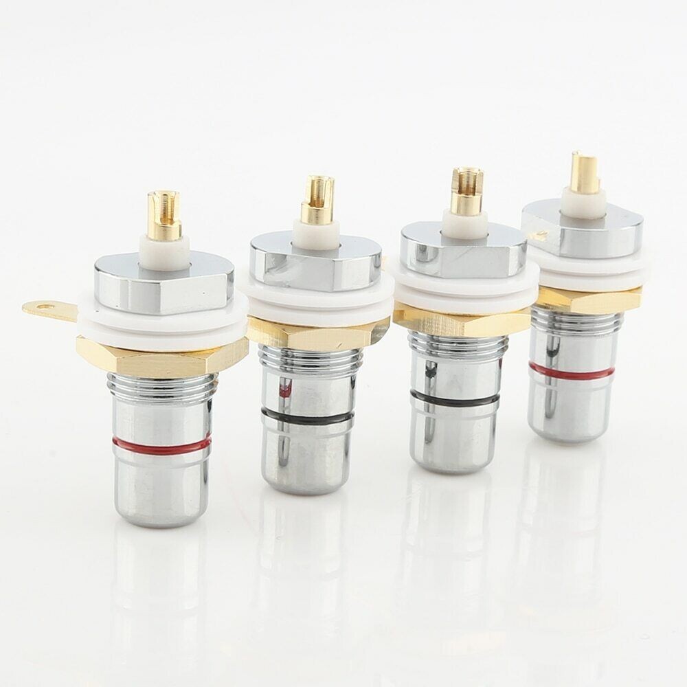 4pcs Rhodium Plated RCA Female Socket HIFI Audio Amplifier Panel Mount Terminal