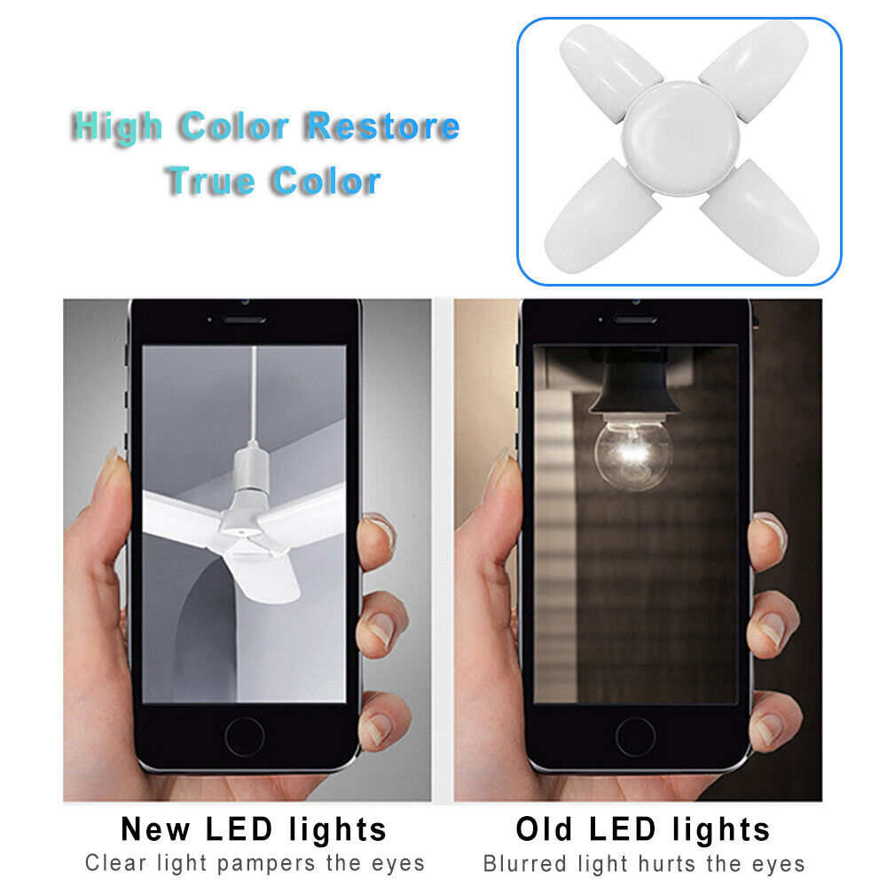 E27 LED Garage Light Bulb 28W Deformable Ceiling Fixture Lights Workshop Lamp US