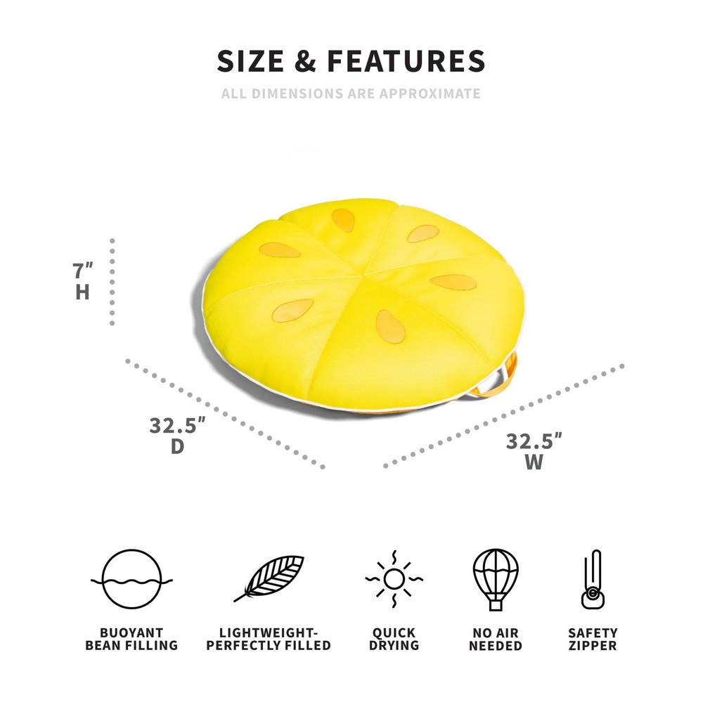 Fruit Slice Small No Inflation Needed Pool Float, Lemon Mesh, 4 feet Big