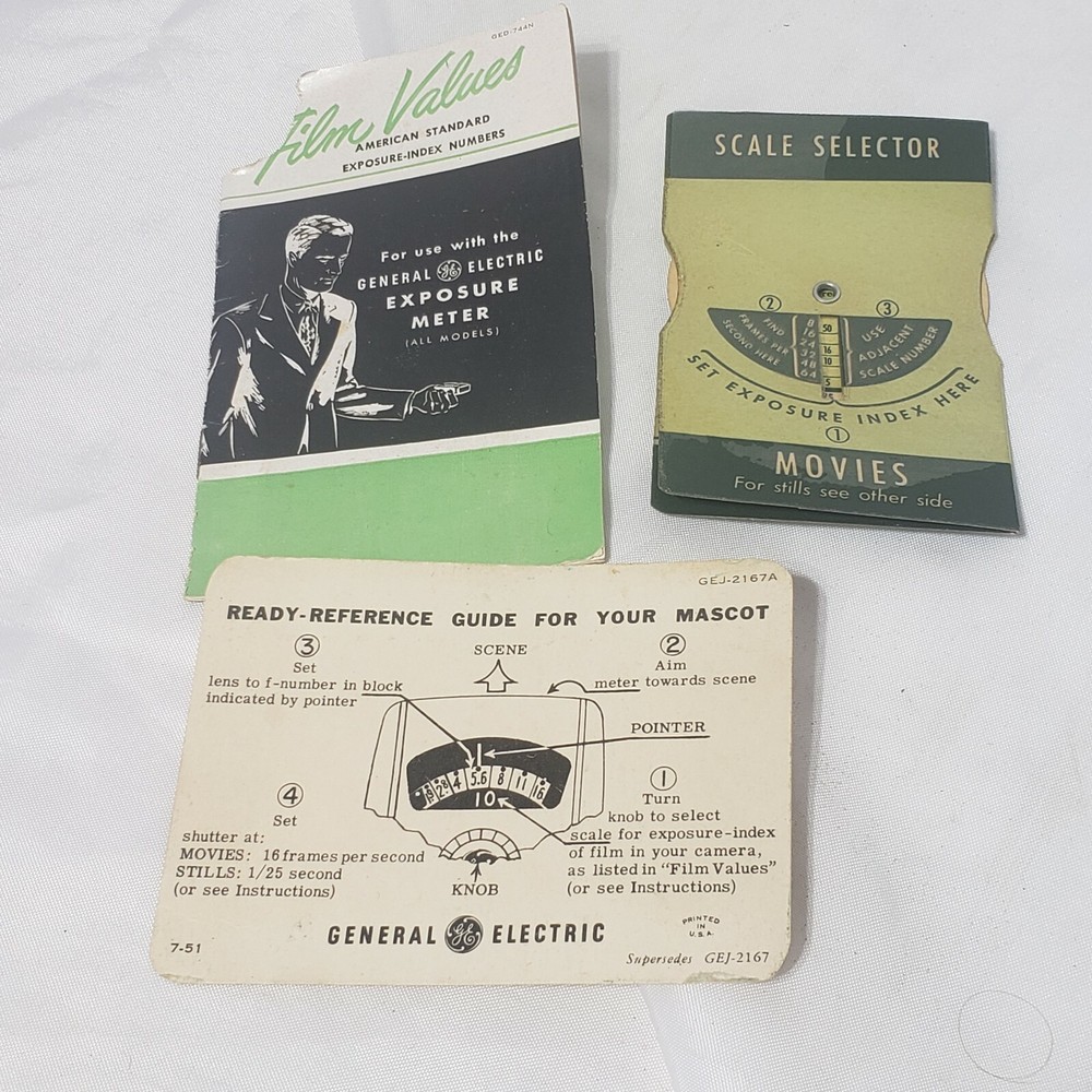 1950 GENERAL ELECTRIC Film Values, ready reference guide and Scale selector