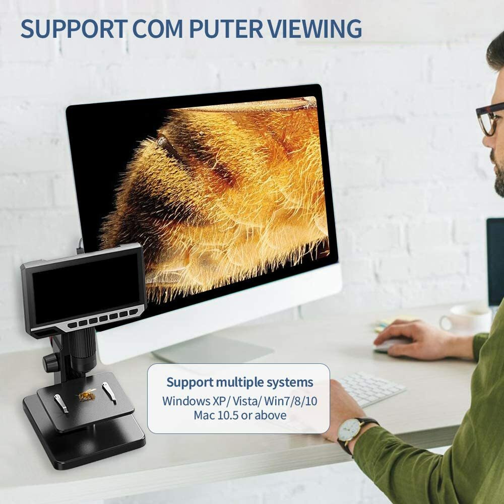 2000X Digital Microscope with 7" HD LCD Display USB Microscope Digital Magnifier