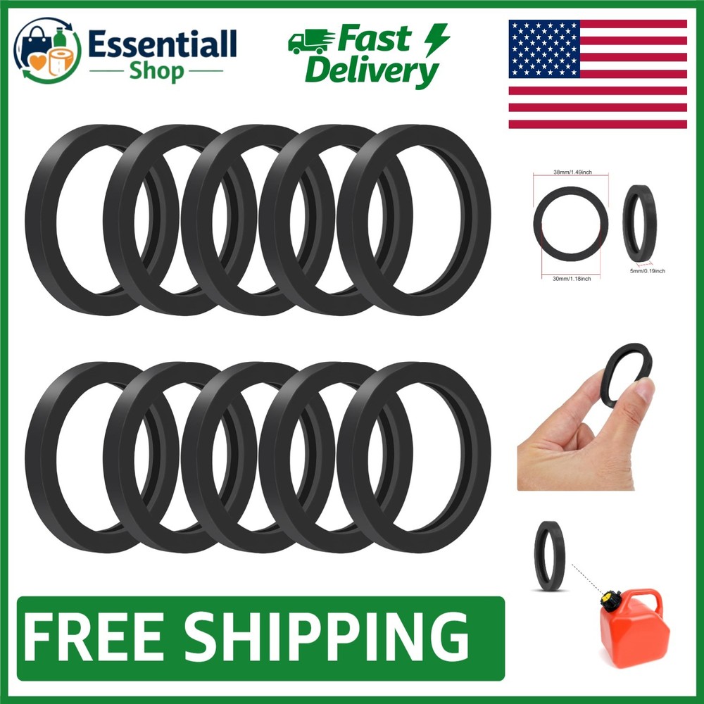 Flexible 10-Pack Replacement Gas Can Gaskets - Compatible with Most Spouts